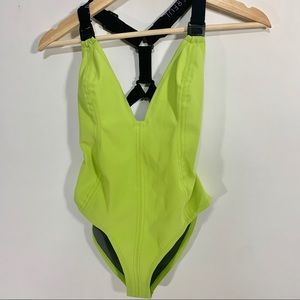 Lime Green Bikini with “Be Powerful” on straps